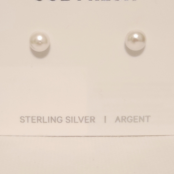 Sterling Silver Earrings - Studs - 4 Pairs - Silver, Blue Crystal, Pearl Jewelry - Picture 4 of 7